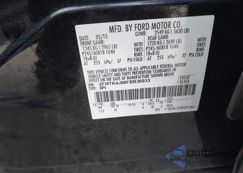 2015 Ford Edge Sel from USA, damaged, VIN 2FMTK4J88FBB36933